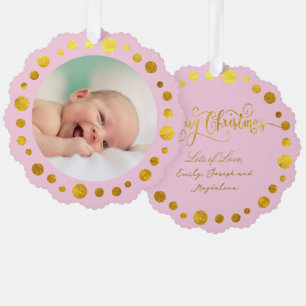 faux foil new baby girl tree decoration card