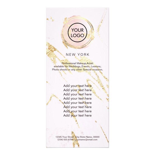 faux foil on pale pink rack card (Front)