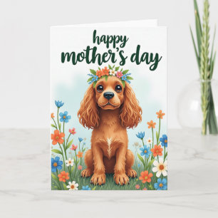 Faux Foil Puppy Flowers Card
