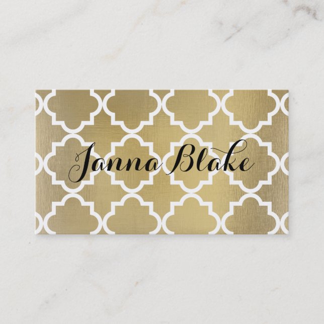 Faux Foil Quatrefoil Business Card (Front)