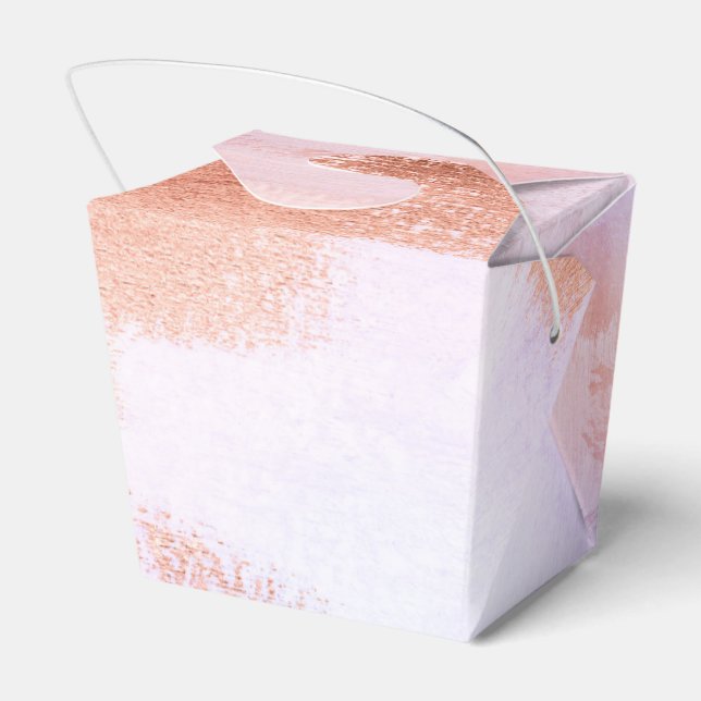 Faux Foil Rose Gold and Serenity Paint Texture Favour Box (Back Side)
