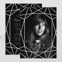 Faux Foil Silver & Black Graduation Party Photo