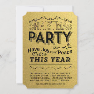 faux foild gold holiday party invitation