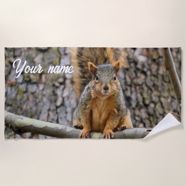 Faux fox squirrel beach towel (Front)