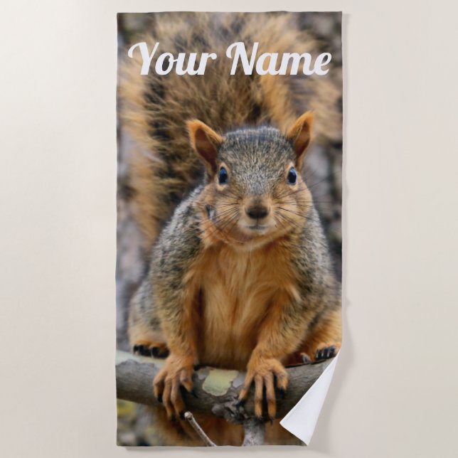 Faux fox squirrel beach towel (Front)