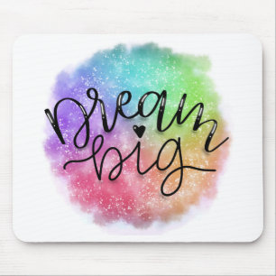 Faux Galaxy Watercolor Rainbow Dream Big Mouse Pad