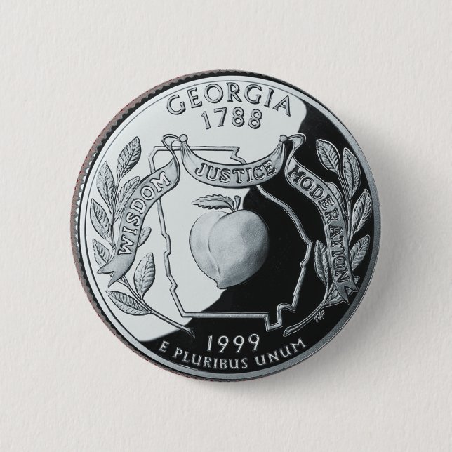 Faux Georgia State Quarter 6 Cm Round Badge (Front)