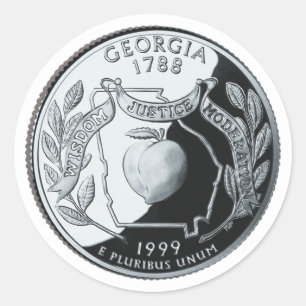 Faux Georgia State Quarter Classic Round Sticker