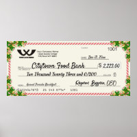 Faux giant charity check Christmas candy cane