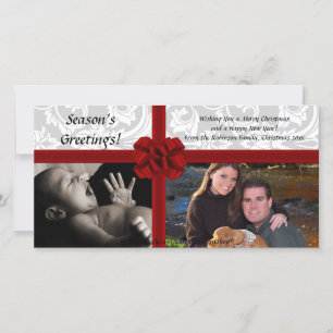 Faux Gift Bow, 2-Photo Christmas Photocard Holiday Card