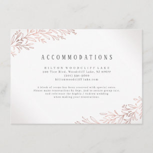 Faux gilded Rose gold botanical accommodations Enclosure Card