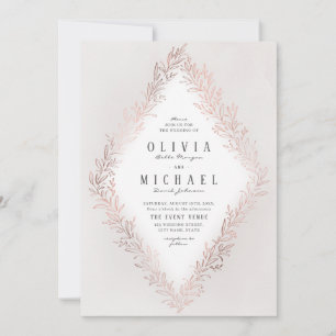 Faux gilded rose gold botanical elegant wedding invitation