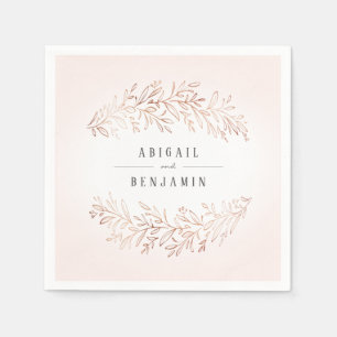 Faux gilded rose gold botanical elegant wedding na napkin