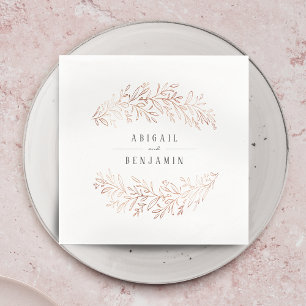 Faux gilded rose gold botanical elegant wedding napkin