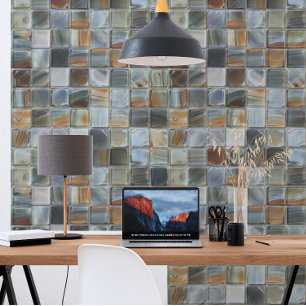 Faux Glass Neutral Squares Wallpaper