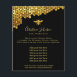 faux glitter bee honeycomb black background flyer<br><div class="desc">beauty salon professional makeup artist flyer</div>