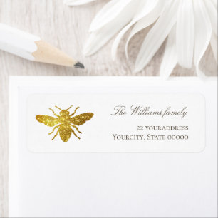 faux glitter bee label return address label