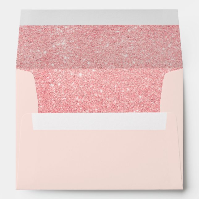 Faux Glitter Blush Pink Rose Return Address Envelope (Back (Bottom))