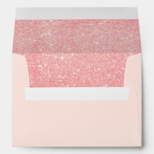 Faux Glitter Blush Pink Rose Return Address Envelope