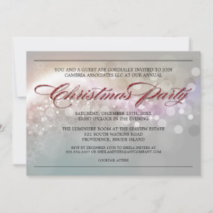 Faux Glitter Bokeh Stars Corporate Christmas Party Invitation