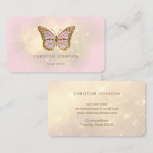 faux glitter butterfly design business card