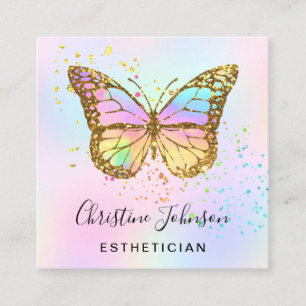 •faux glitter butterfly logo square business card