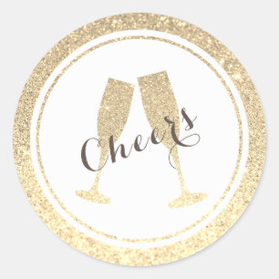 Faux Glitter Champagne Glasses Sticker