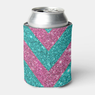 Faux Glitter Chevron Can Cooler
