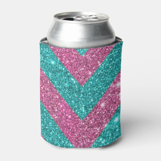 Faux Glitter Chevron Can Cooler (Can Front)