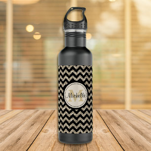 Faux Glitter Chevron Monogram 710 Ml Water Bottle