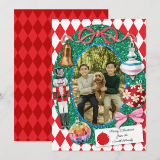 Faux Glitter Christmas Ornaments Card
