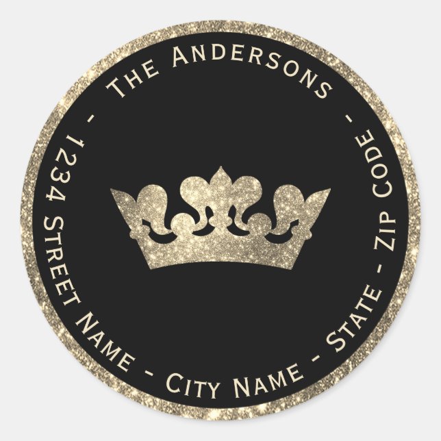 Faux Glitter Crown Return Address Label (Front)