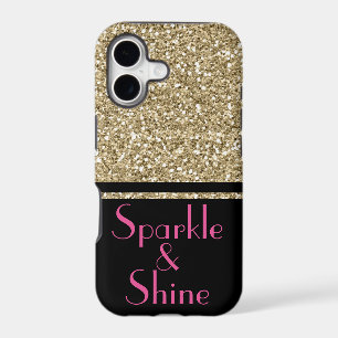 Faux Glitter Deco Sparkle & Shine gold pink black