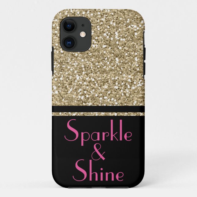 Faux Glitter Deco Sparkle & Shine gold pink black Case-Mate iPhone Case (Back)