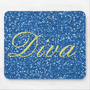 Faux Glitter Diva Design in Blue Mouse Pad