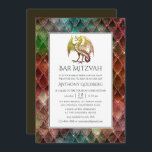 Faux Glitter Dragon themed Bar Mitzvah Invitation<br><div class="desc">Shimmering iridescent dragon scales theme bar mitzvah invitation.</div>