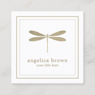 Faux Glitter Dragonfly Business Card