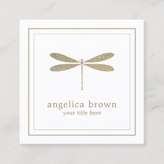 Faux Glitter Dragonfly Business Card (Front)