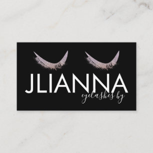 Faux Glitter Eyelashes Salon Black White   Business Card