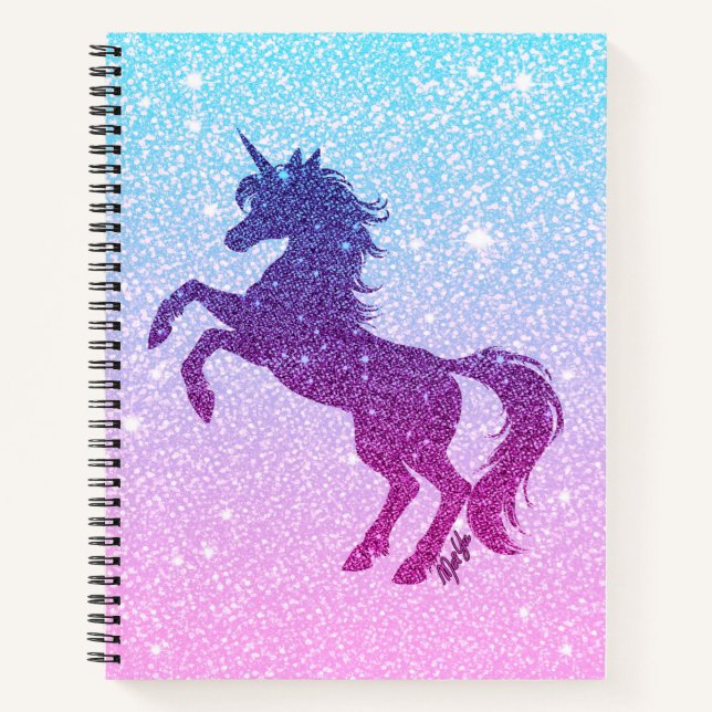 Faux Glitter Galaxy Unicorn Art Sketchbook Notebook (Front)