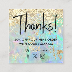 faux glitter gemstone opal texture square business card