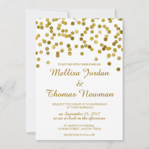 Faux Glitter Gold Confetti Wedding Invitation