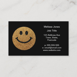 Faux Glitter Gold Happy Face - matte sparkles Business Card