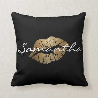 Faux Glitter Gold Kiss Cushion