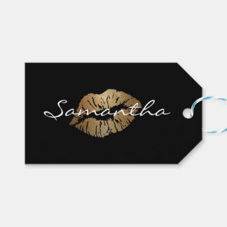 Faux Glitter Gold Kiss Gift Tags
