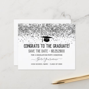 Faux Glitter Graduation Party Save the Date