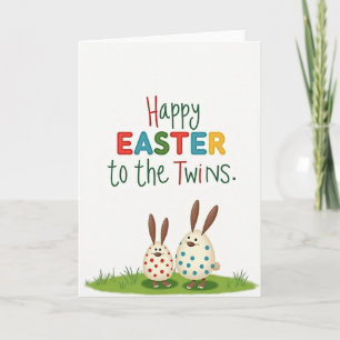 Faux Glitter Happy Easter Twins Card