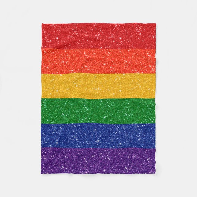 Faux Glitter LGBTQ Pride Rainbow Flag  Fleece Blanket (Front)