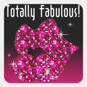 (faux) Glitter Lips Totally Fabulous fuschia Square Sticker