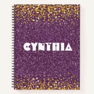 Faux Glitter Look Purple Personalised Office Staff Notebook